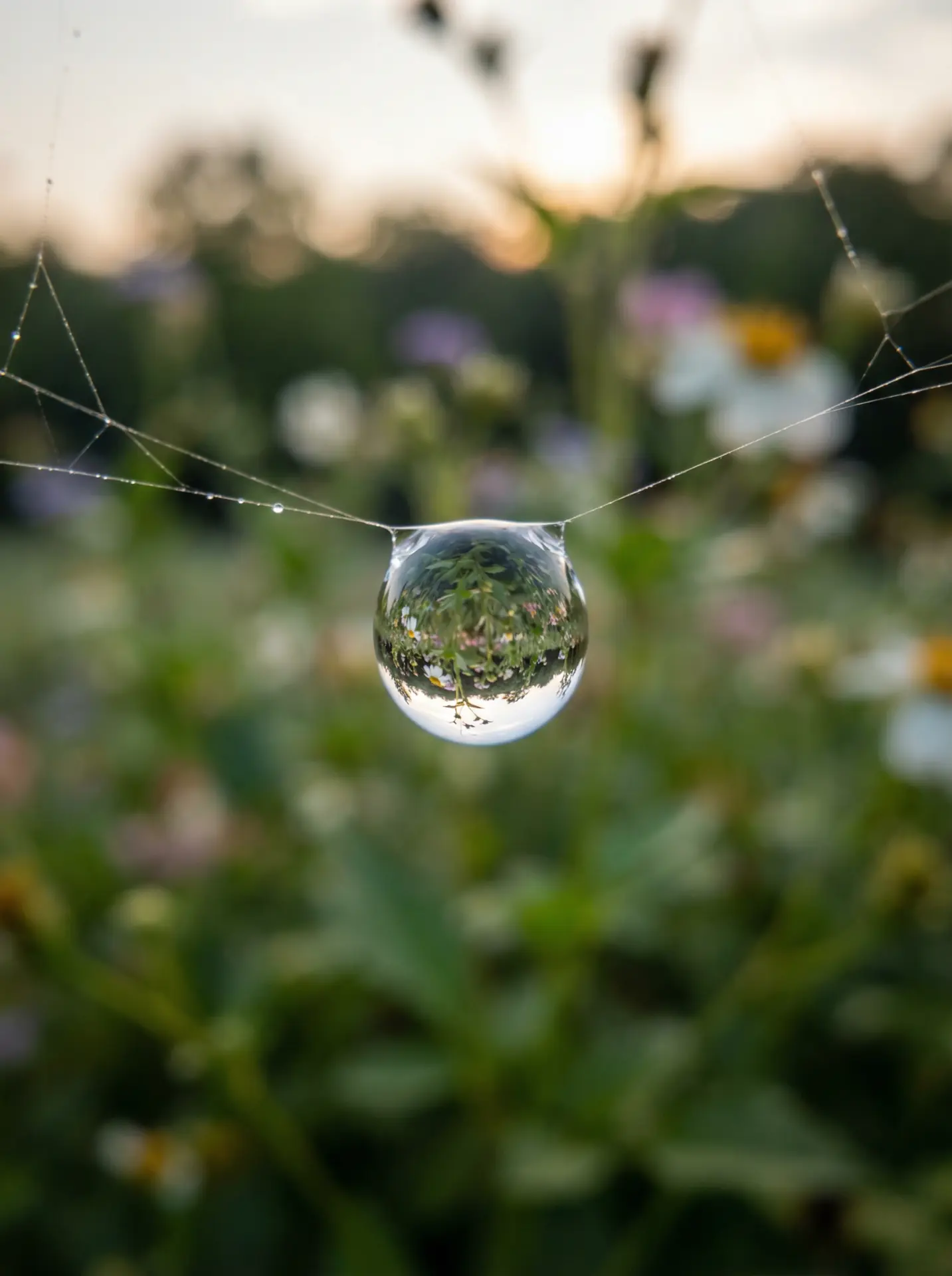 抖奶 精选 - 蛛网露珠微距摄影